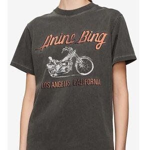 Anine Bing Lili Tee Motorcycle in Washed Charcoal Grey